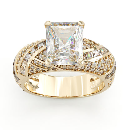 Jzora handmade 5ct emerald cut luxury sterling silver ring