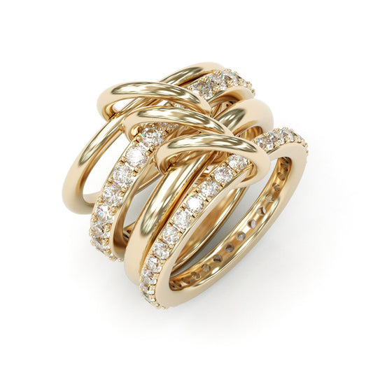 Jzora handmade 4-Piece gold-color stacking ring set