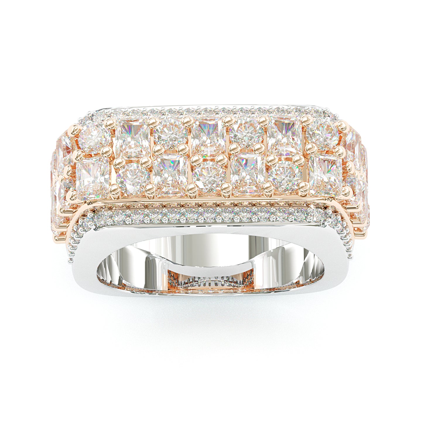 Jzora handmade bold emerald-cut pavé brilliance men's ring