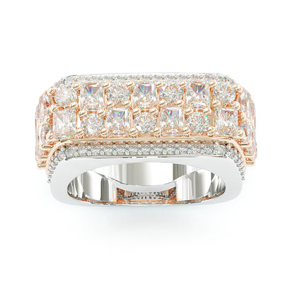 Jzora handmade bold emerald-cut pavé brilliance men's ring