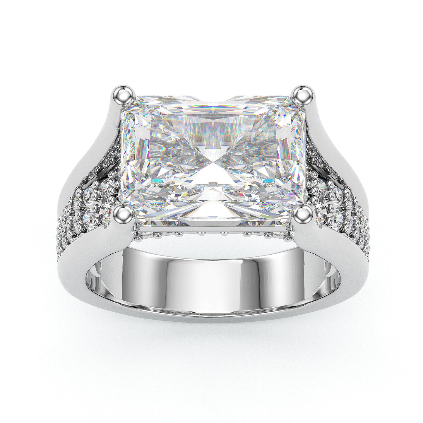 Jzora handmade 10ct radiant cut chic sterling silver ring