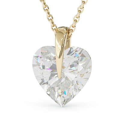 Jzora handmade golden heart shape eternal romance sterling silver necklace