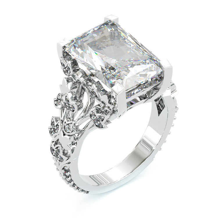 Jzora handmade gold 20ct radiant cut brilliant sterling silver engagement ring