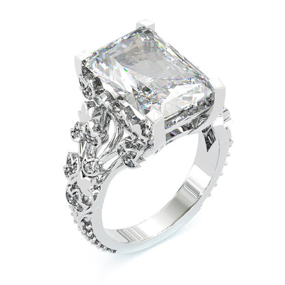 Jzora handmade gold 20ct radiant cut brilliant sterling silver engagement ring