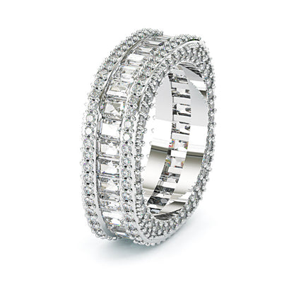Jzora luxury radiant & round cut sterling silver wedding women's band