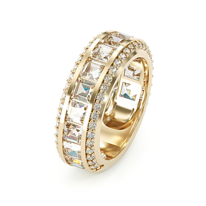 Jzora handmade gold-color princess cut brilliant sterling silver men's ring