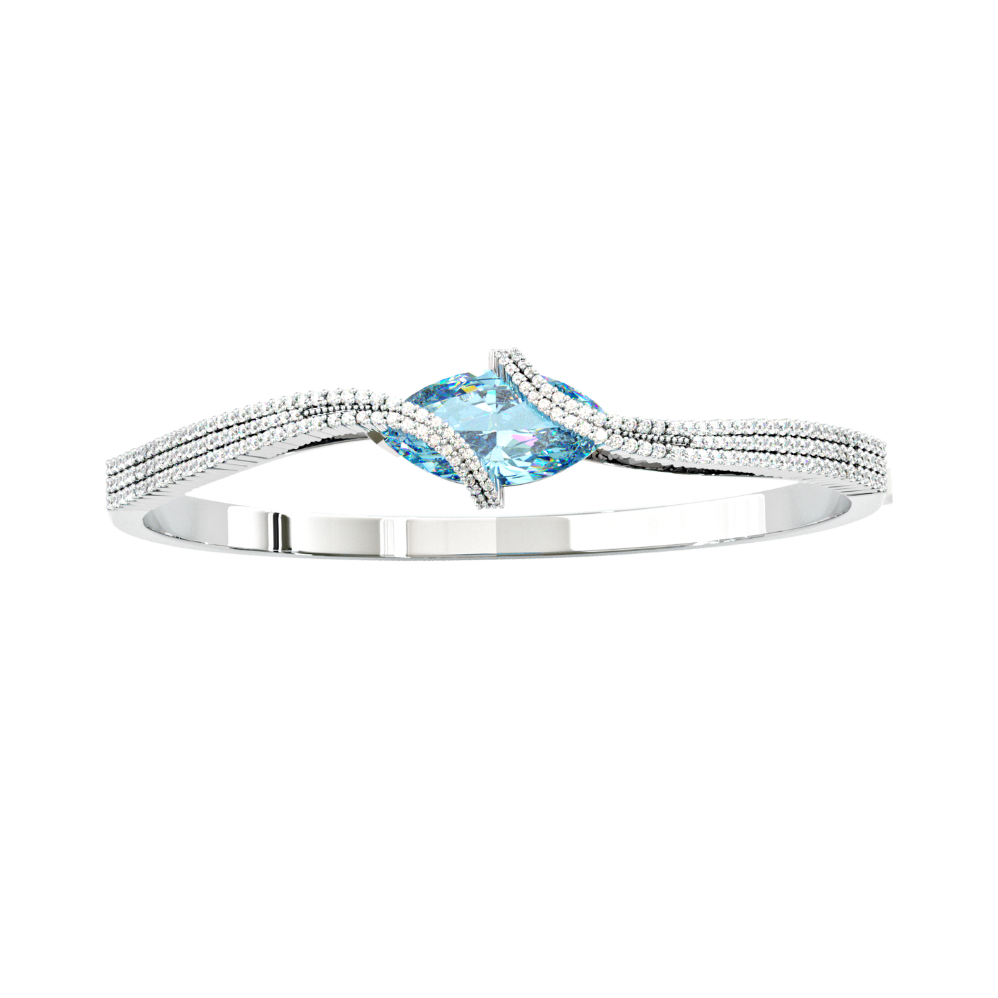 Jzora handmade elegant & chic blue marquise cut sterling silver bracelet