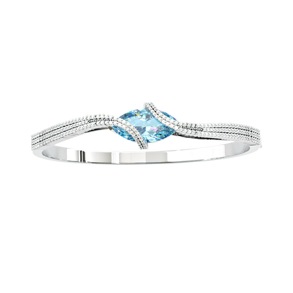 Jzora handmade elegant & chic blue marquise cut sterling silver bracelet