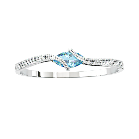 Jzora handmade elegant & chic blue marquise cut sterling silver bracelet