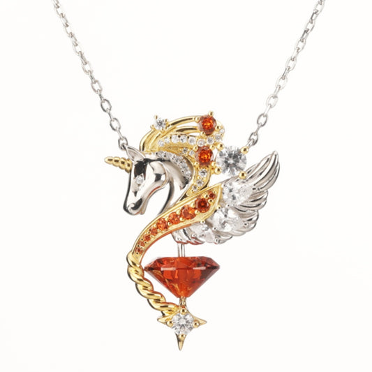 Jzora handmade fantasy wings unicorn sterling silver necklace