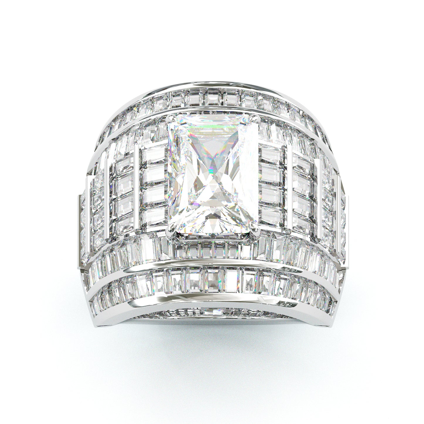 Jzora handmade massive emerald cut men's bold wide band ring