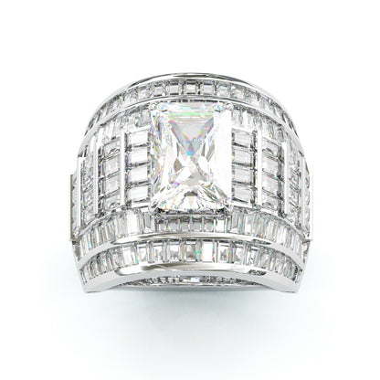 Jzora handmade massive emerald cut men's bold wide band ring