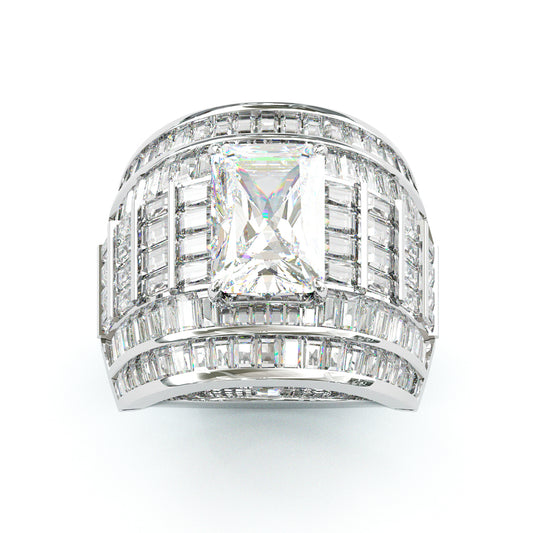 Jzora handmade massive emerald cut men's bold wide band ring