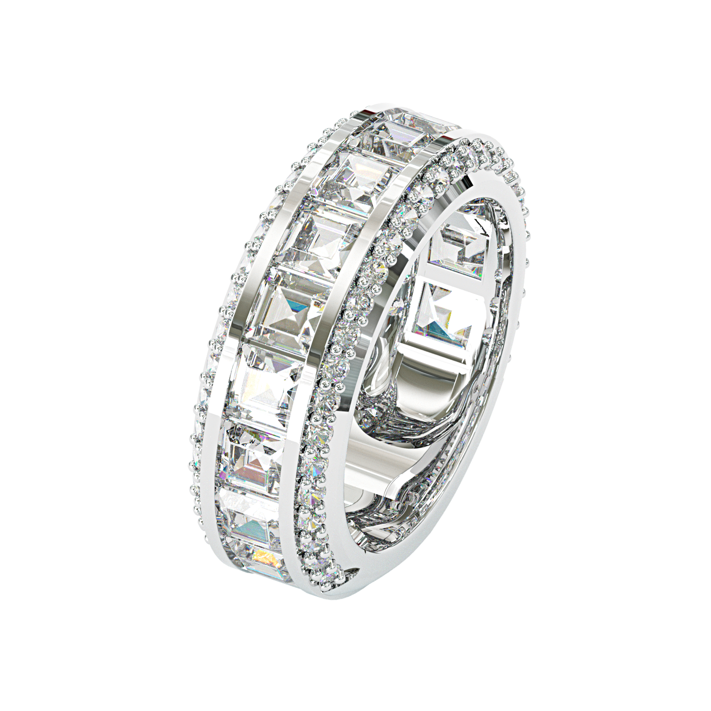 Jzora handmade gold-color princess cut brilliant sterling silver men's ring