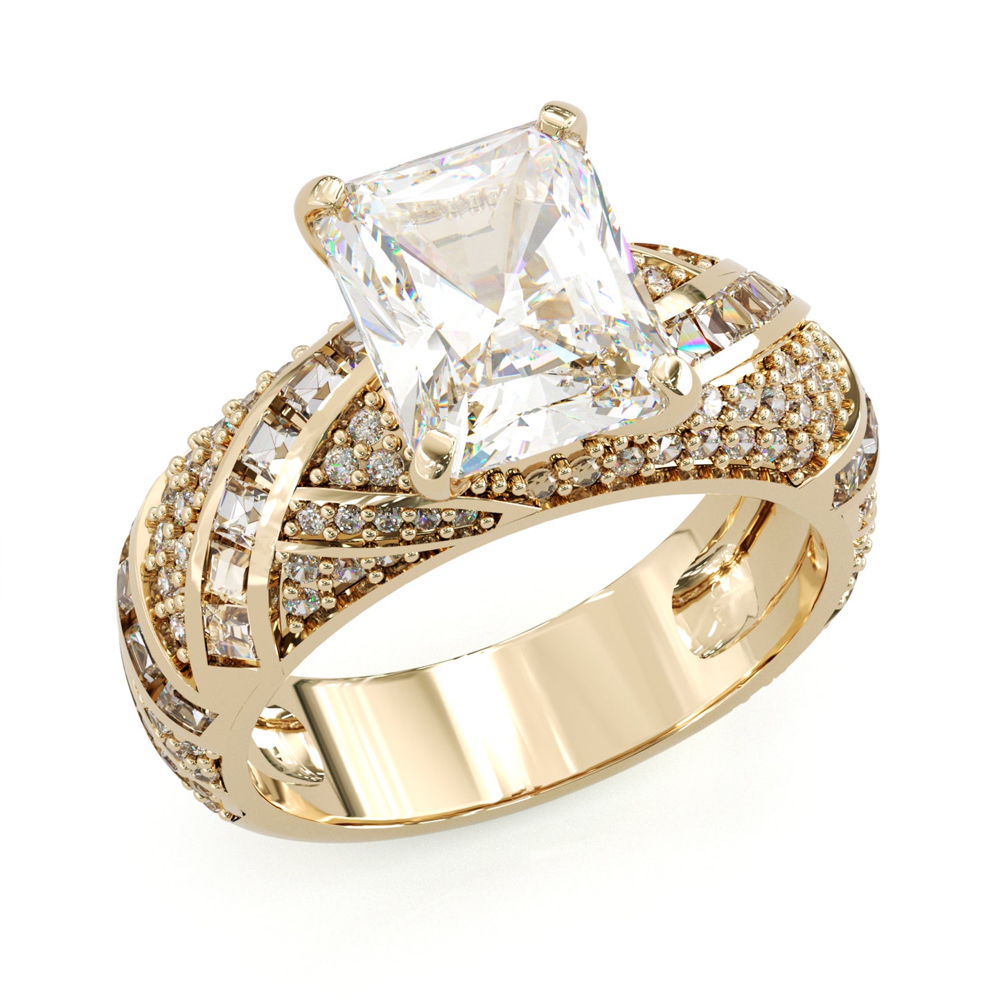 Jzora handmade 5ct emerald cut luxury sterling silver ring