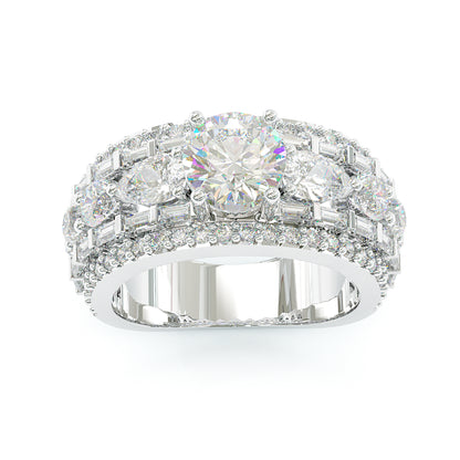 Jzora handmade luxury & sparkling round brilliant cut Moissanite pavé statement ring