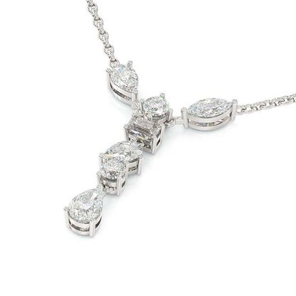 Jzora Handmade Classic Multi Shape Diamond Sterling Silver Necklace