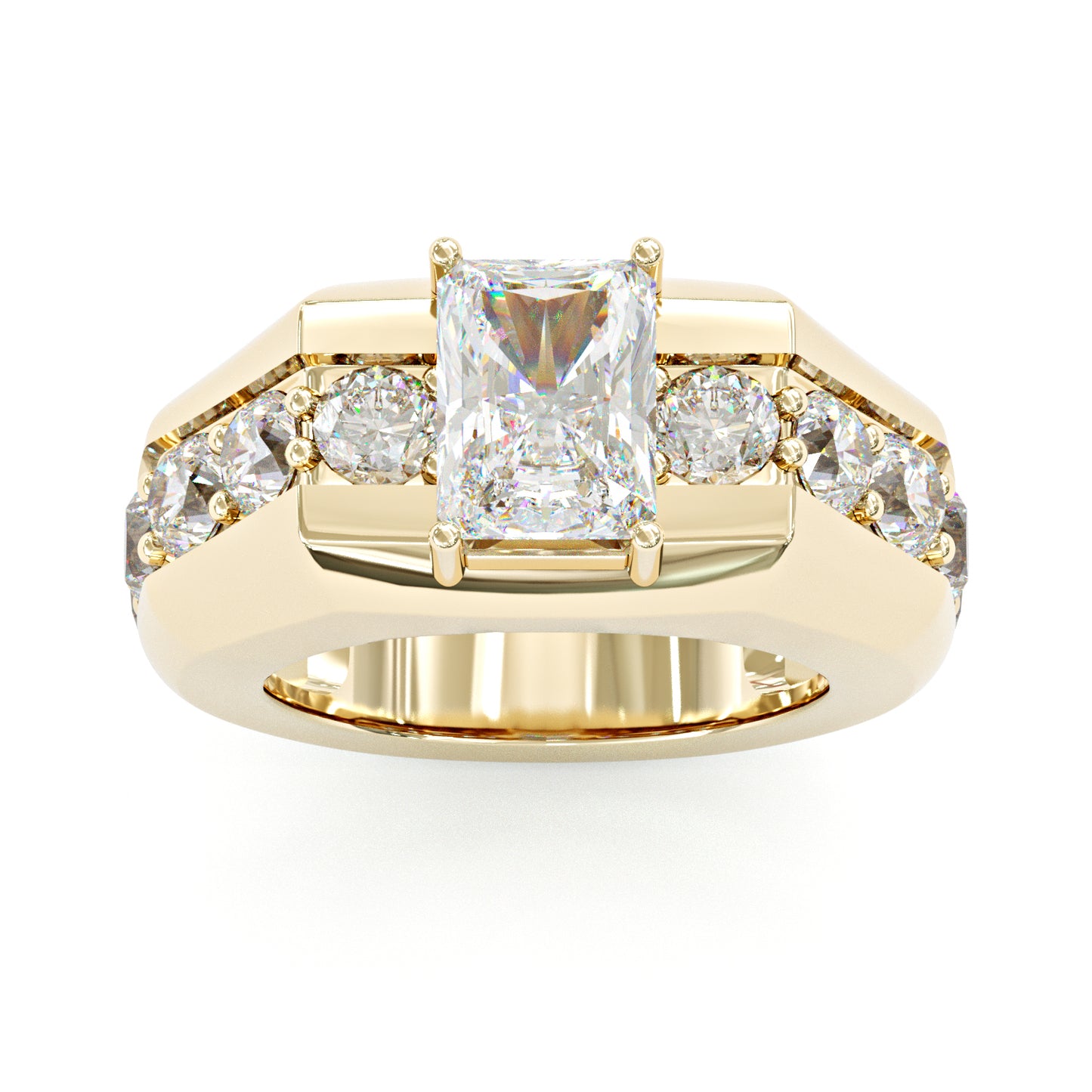 Jzora handmade 6.5ct radiant cut majestic & luxury men's statement ring