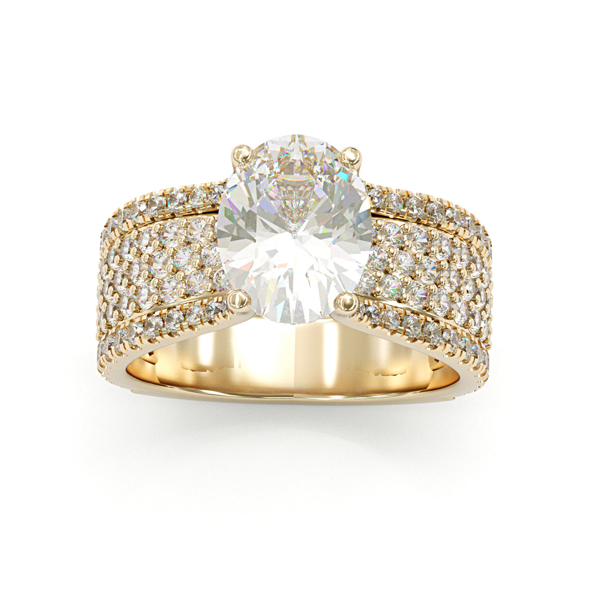 Jzora handmade 5ct luxury oval cut multi-row sterling silver ring