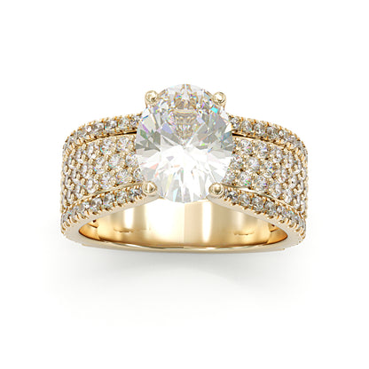 Jzora handmade 5ct luxury oval cut multi-row sterling silver ring