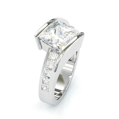 Jzora handmade princess cut modern architectural style sterling silver ring