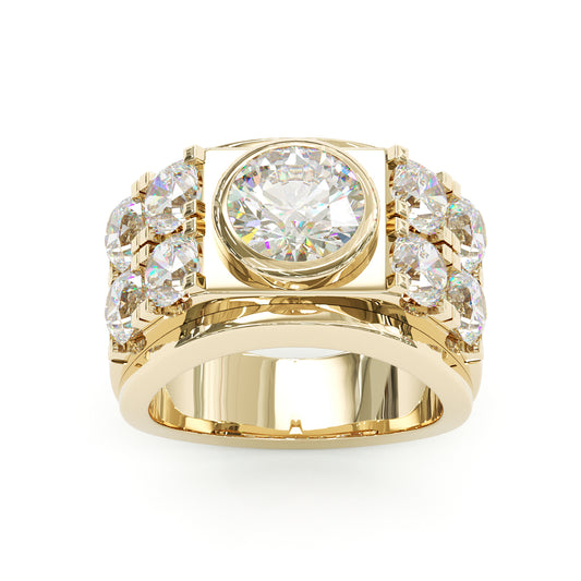 Jzora handmade imperial round cut pavé statement men's ring