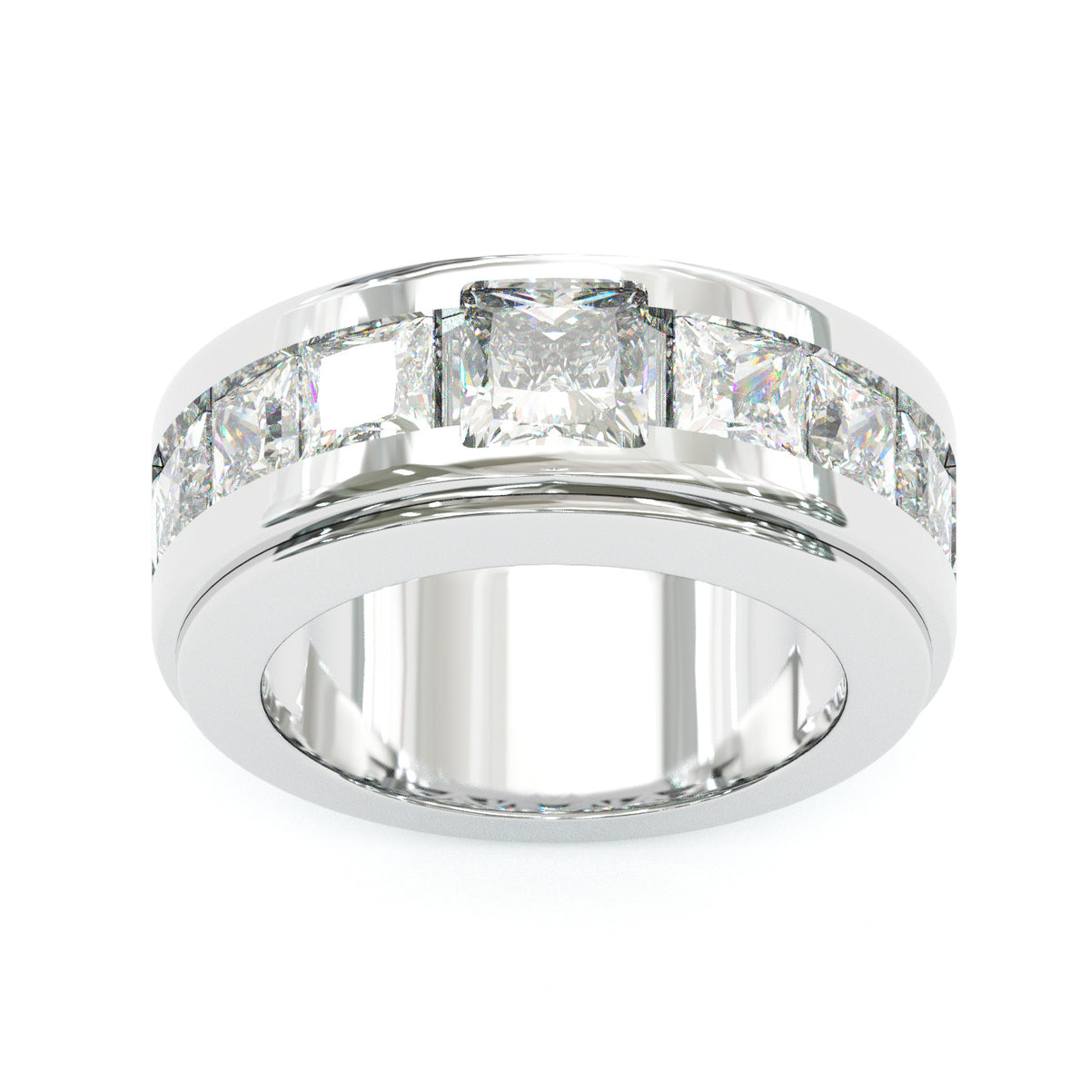 Jzora Handmade Moissanite Princess Cut Unique Men's Wedding Ring