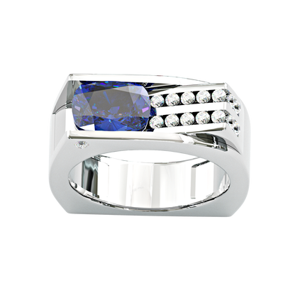 Jzora handmade vintage luxe royal bluefire bold men’s ring