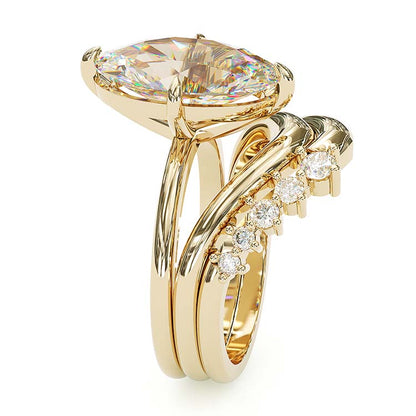 Jzora handmade 5ct champagne oval cut brilliant sterling silver wedding bridal ring set