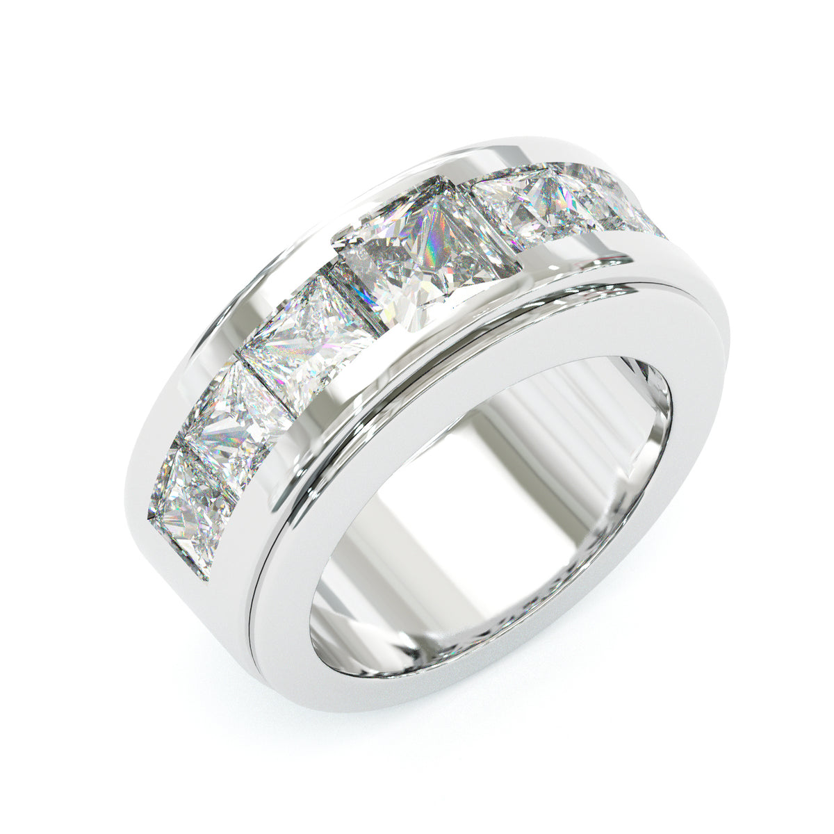 Jzora Handmade Moissanite Princess Cut Unique Men's Wedding Ring