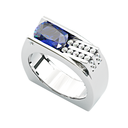 Jzora handmade vintage luxe royal bluefire bold men’s ring