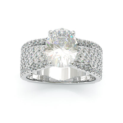Jzora handmade 5ct luxury oval cut multi-row sterling silver ring