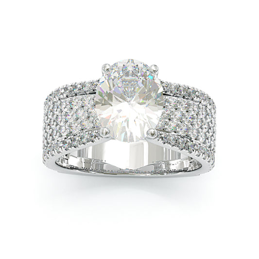 Jzora handmade 5ct luxury oval cut multi-row sterling silver ring