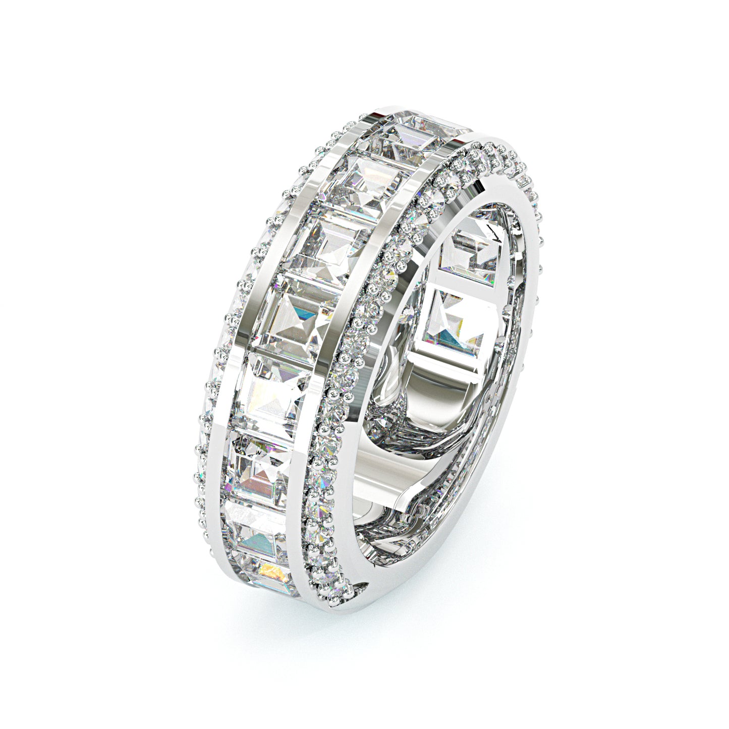 Jzora handmade gold-color princess cut brilliant sterling silver men's ring