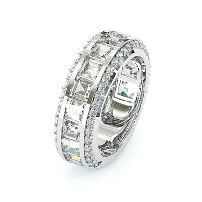 Jzora handmade gold-color princess cut brilliant sterling silver men's ring