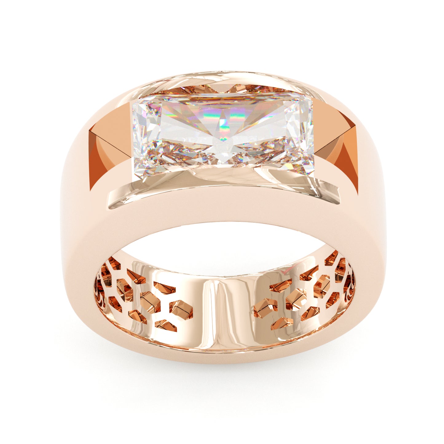 Jzora handmade 4CT bold emerald cut moissanite statement ring