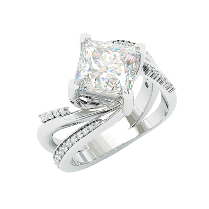 Jzora Handmade Mint Sky Blue Princess Cut Moissanite Twisted Wrap Pave Elegant Ring