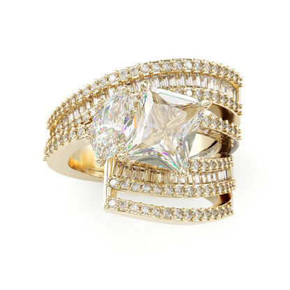 Jzora handmade radiant&marquise cut sterling silver ring