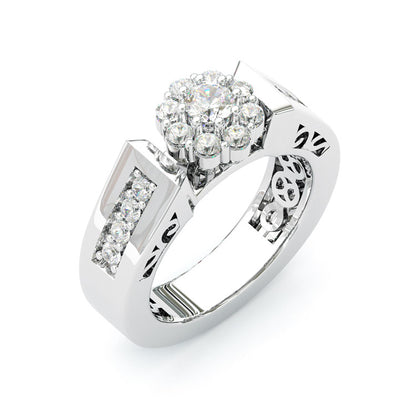 Jzora handmade 3ct round cut arm engraved sterling silver engagement ring