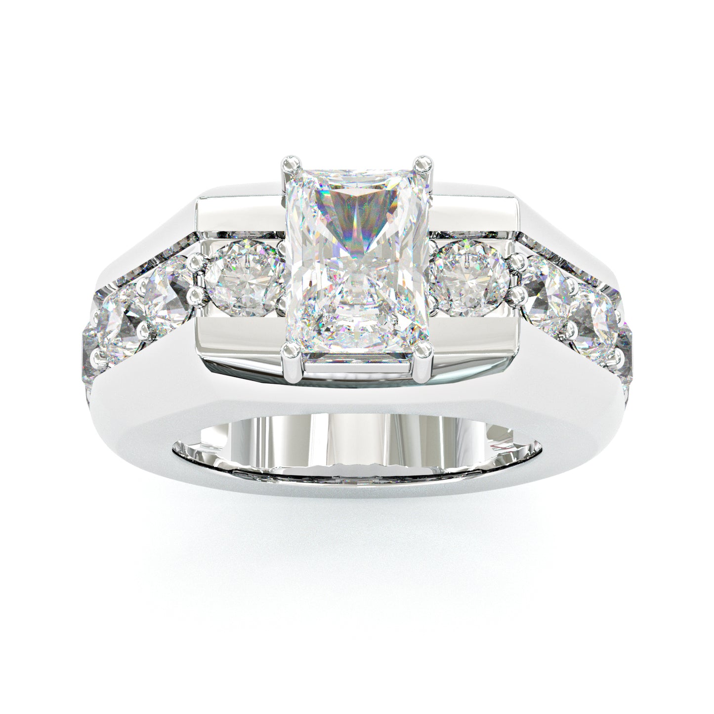 Jzora handmade 6.5ct radiant cut majestic & luxury men's statement ring