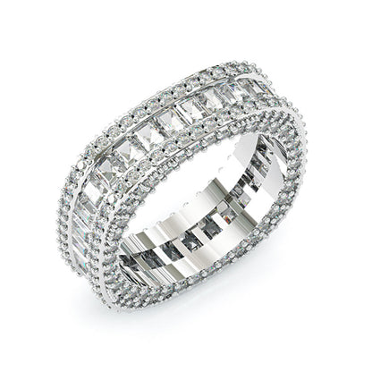 Jzora luxury radiant & round cut sterling silver wedding women's band