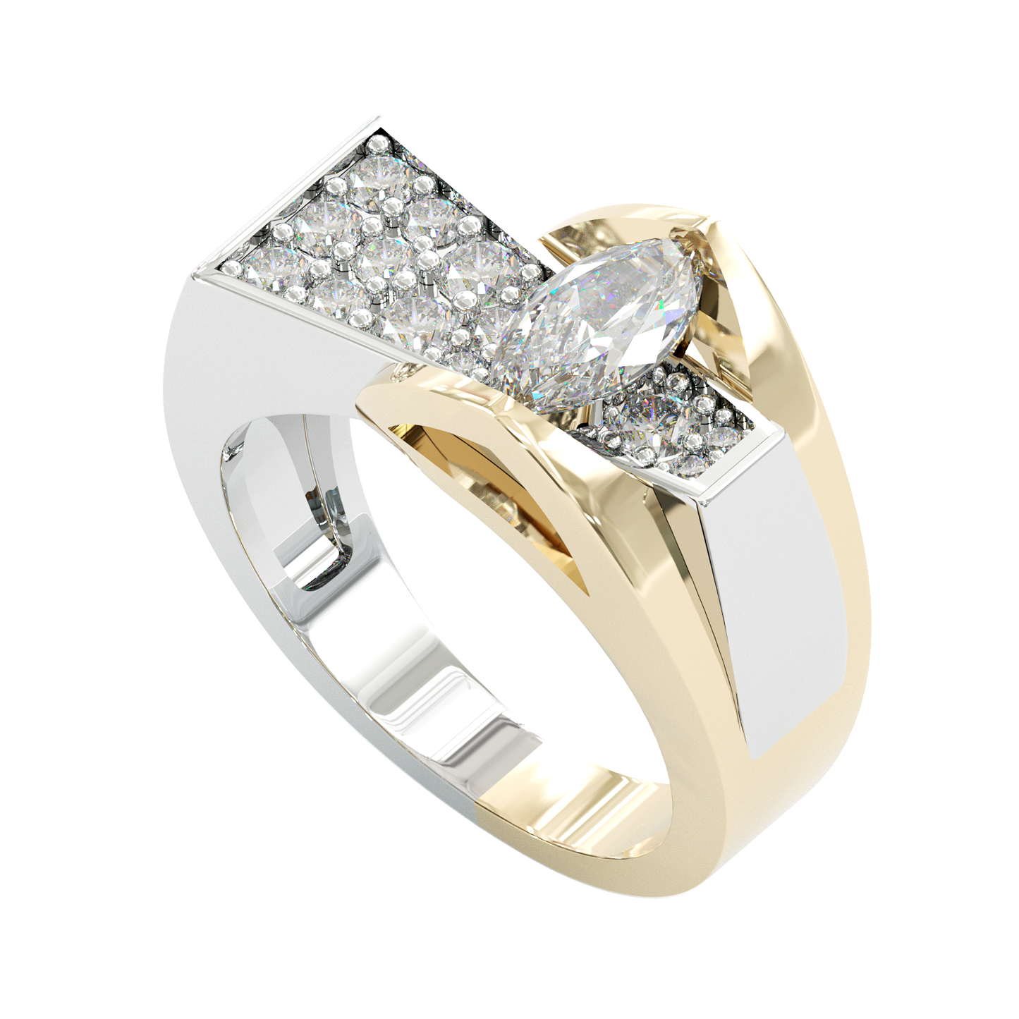 Jzora handmade two-tone oval center luxury & chic ring