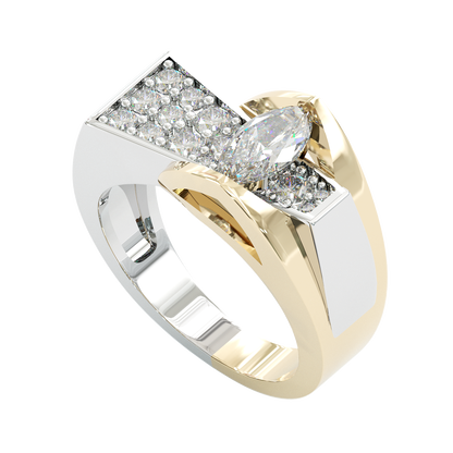 Jzora handmade two-tone oval center luxury & chic ring