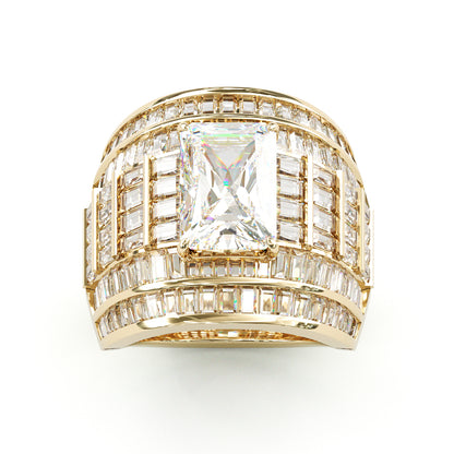 Jzora handmade massive emerald cut men's bold wide band ring