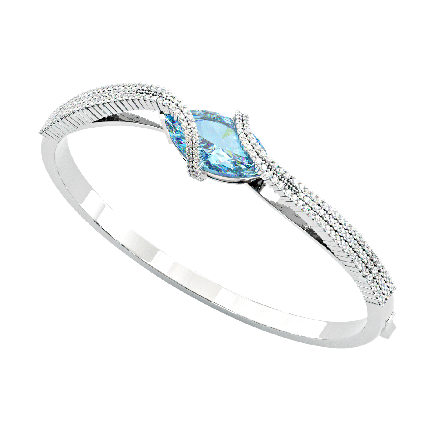 Jzora handmade elegant & chic blue marquise cut sterling silver bracelet