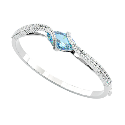 Jzora handmade elegant & chic blue marquise cut sterling silver bracelet