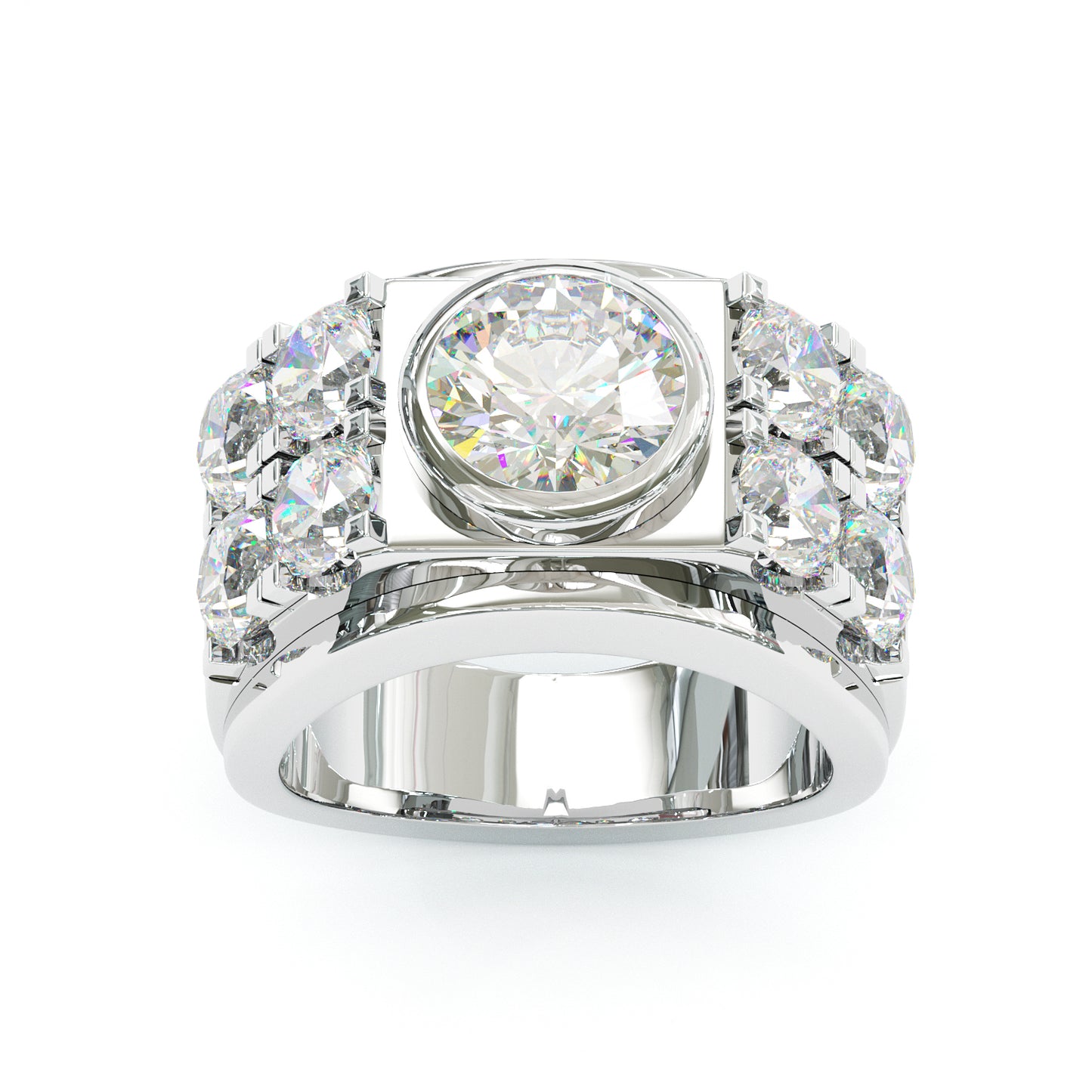 Jzora handmade imperial round cut pavé statement men's ring