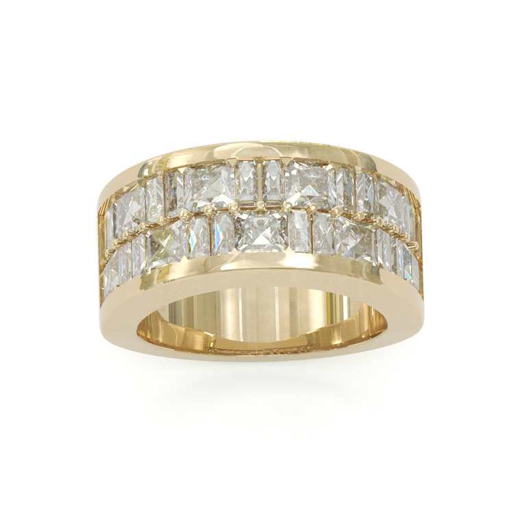 Jzora handmade radiant & emerald cut men's  sterling silver wedding band