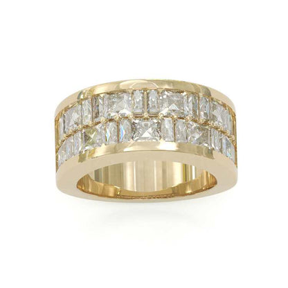 Jzora handmade radiant & emerald cut men's  sterling silver wedding band