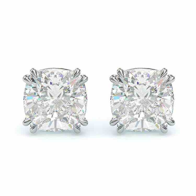 Jzora Handmade Cushion Cut  Created Diamond  Earrings